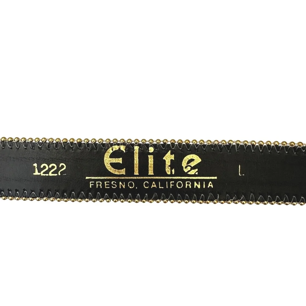 Vintage 80s Beaded Belt M Gold Bronze Metallic Leather Glam Maximalist